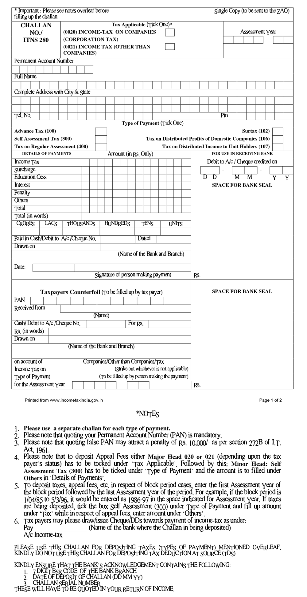 280 Challan Excel Format Registerdsae